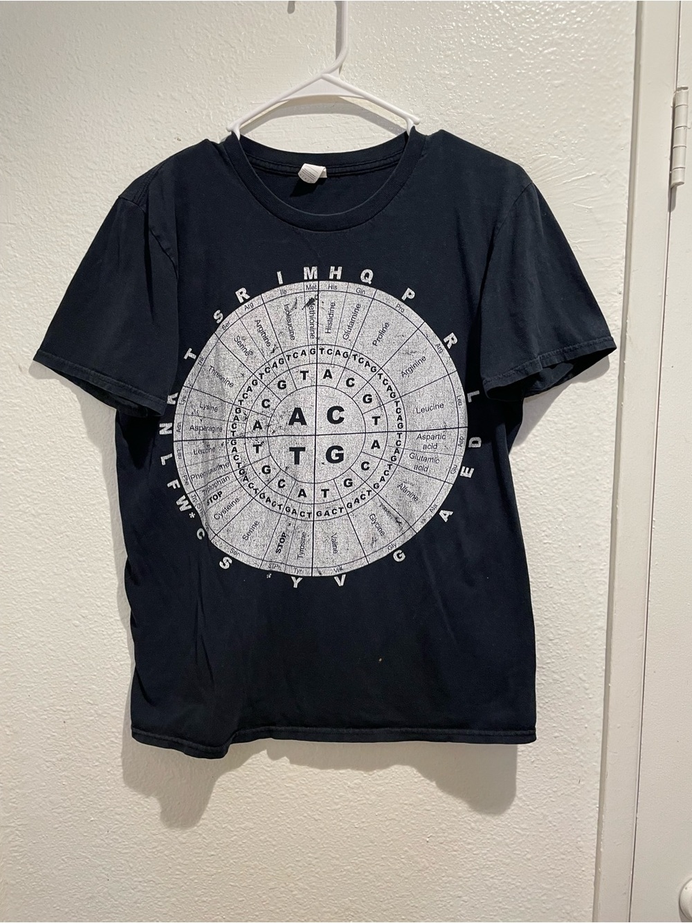 Anvil Ring Spun DNA Amino Acid Codon Wheel Genetic T Shirt Black Men’s Size M